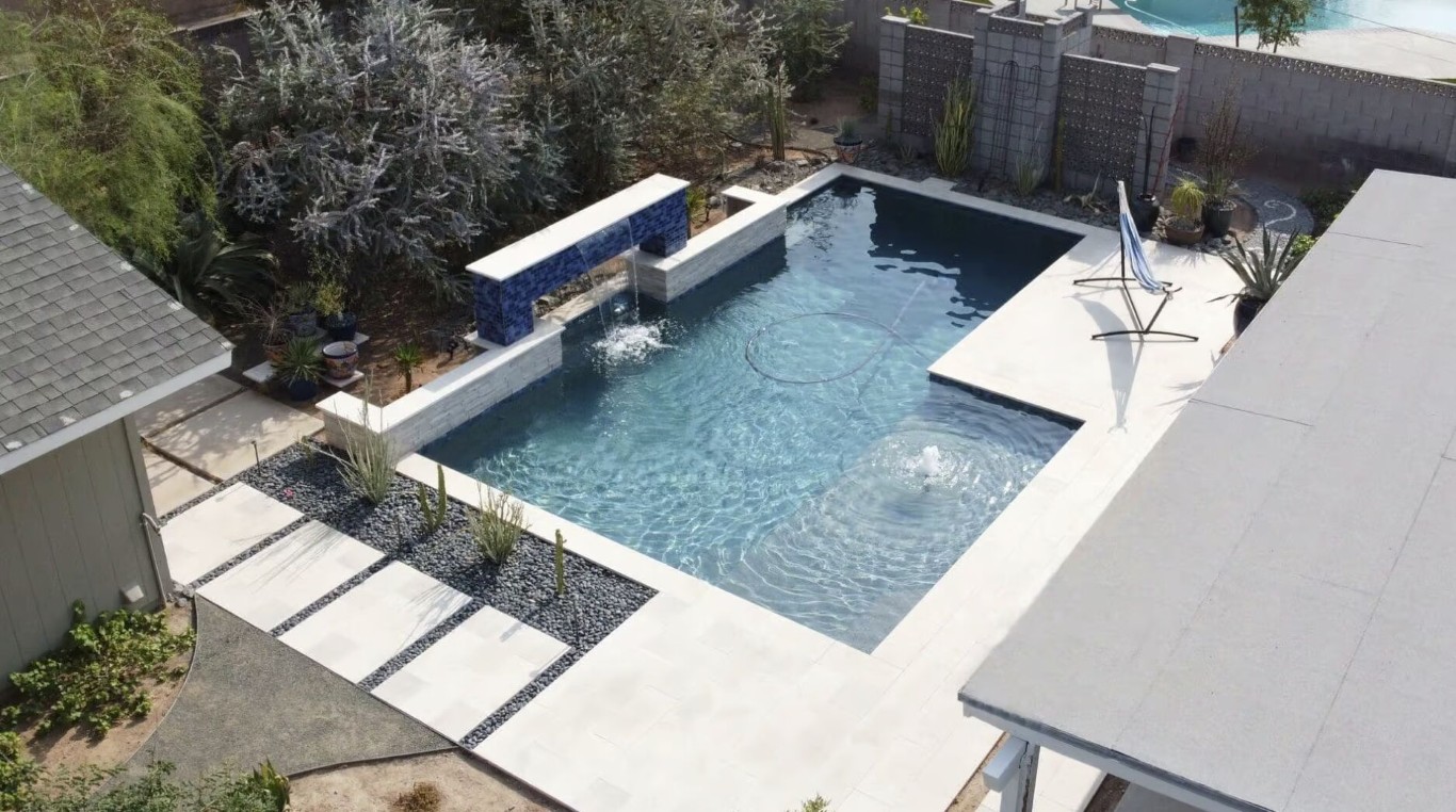 Modern pool with well-maintained equipment and features in Norwalk, CA